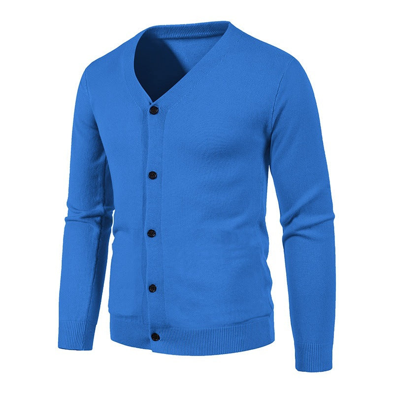 Herren stilvolle Strickjacke mit tiefem V-Ausschnitt und Knopfleiste Heidi-Mode