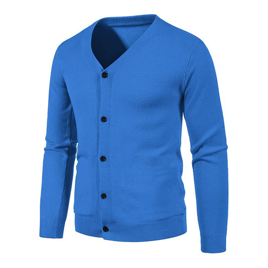 Herren stilvolle Strickjacke mit tiefem V-Ausschnitt und Knopfleiste Heidi-Mode