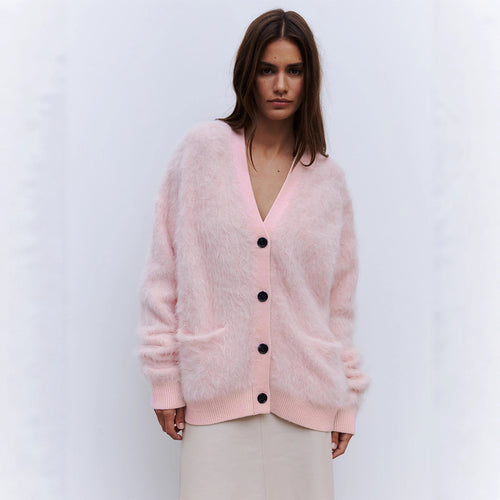 Damen Weicher Cardigan aus Mohair mit Knöpfen Heidi-Mode