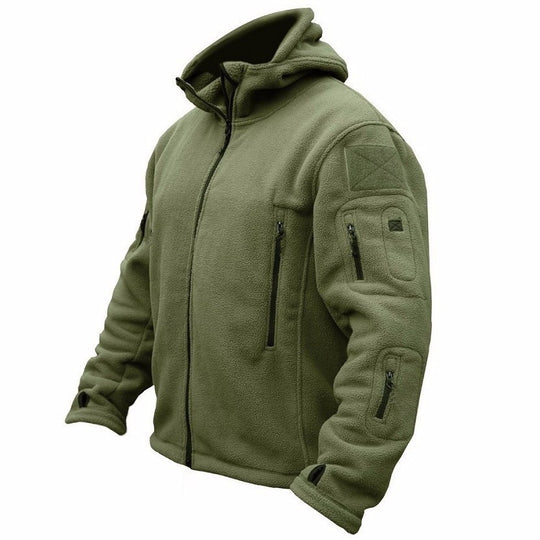 Herren Fleecejacke mit mehrfachen Taschen und verstellbarem Kapuzenkragen Heidi-Mode