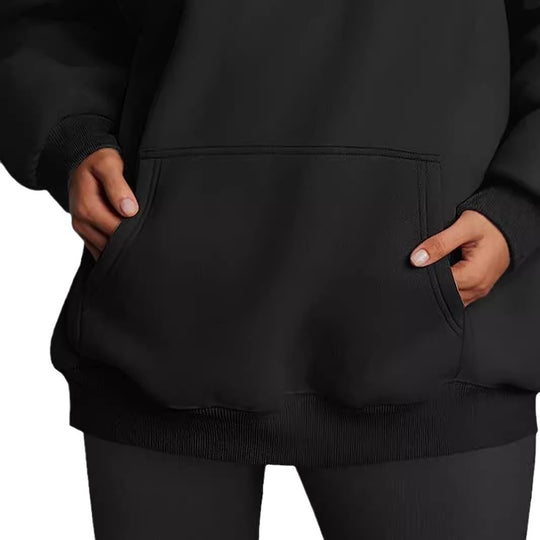 Damen Kapuzenpullover im Oversized-Stil mit praktischen Beuteltaschen Heidi-Mode