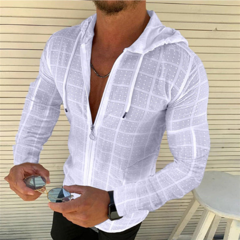 Herren Sportliche Langarmjacke mit innovativem Texturmuster und praktischem Reißverschluss Heidi-Mode