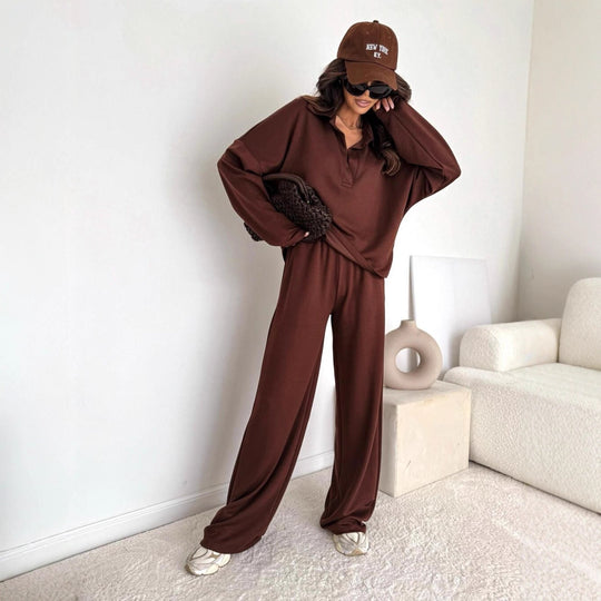 Damen lässiger Poloshirt-Jumpsuit mit Hohem Kragen und lockerem Schnitt Heidi-Mode