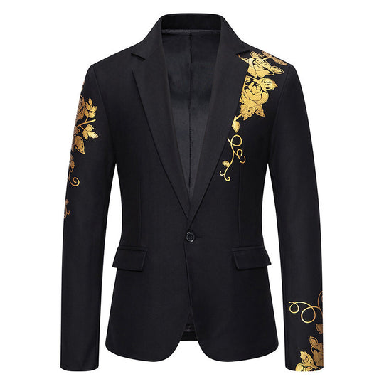 Herren eleganter Blazer mit floralem Gold-Design Heidi-Mode