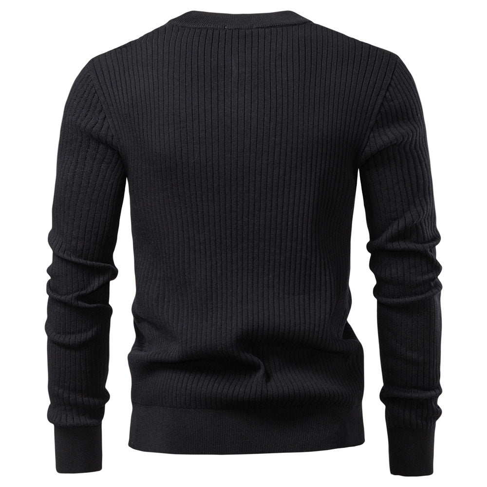 Herren Strickpullover mit feinem Rippenmuster und modischem Knopfdetail Heidi-Mode