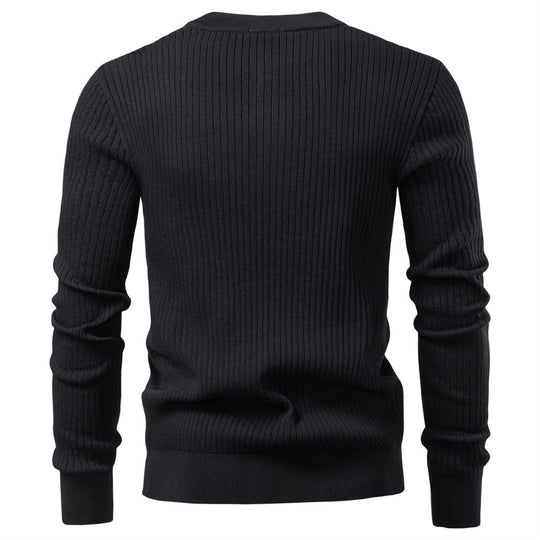 Herren Strickpullover mit feinem Rippenmuster und modischem Knopfdetail Heidi-Mode