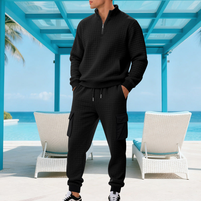 Herren Sweatshirt und Jogginghose Set mit Reißverschluss und praktischen Taschen Heidi-Mode