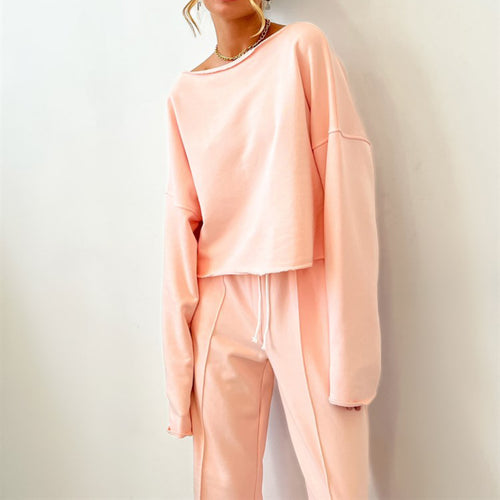 Damen lässiges Crop-Top und weite Sporthose Heidi-Mode