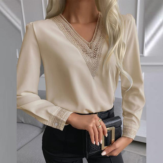 Damen elegante Bluse mit Spitzenbesatz Heidi-Mode