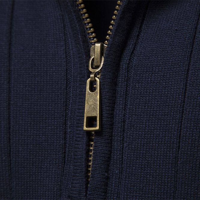 Herren Pullover mit eleganter Rippstruktur und halbem Reißverschluss Heidi-Mode