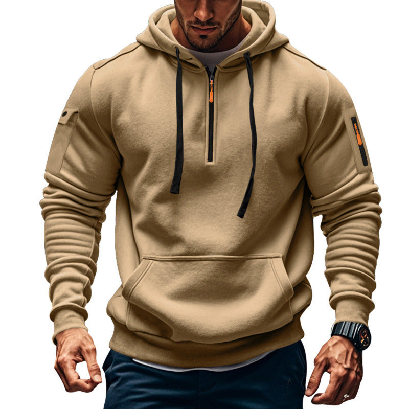 Herren Kapuzenpullover mit modernem Reißverschluss und praktischen Taschen Heidi-Mode