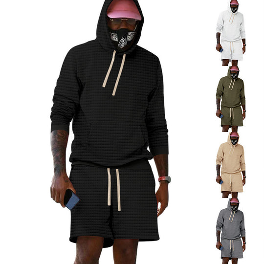 Herren lässiger Kapuzenpullover und Shorts Set aus atmungsaktivem Material Heidi-Mode