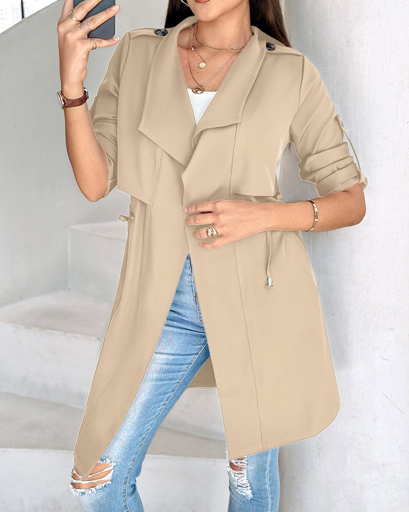 Damen Trenchcoat mit abnehmbarer Kapuze und verstellbarem Taillenzug Heidi-Mode