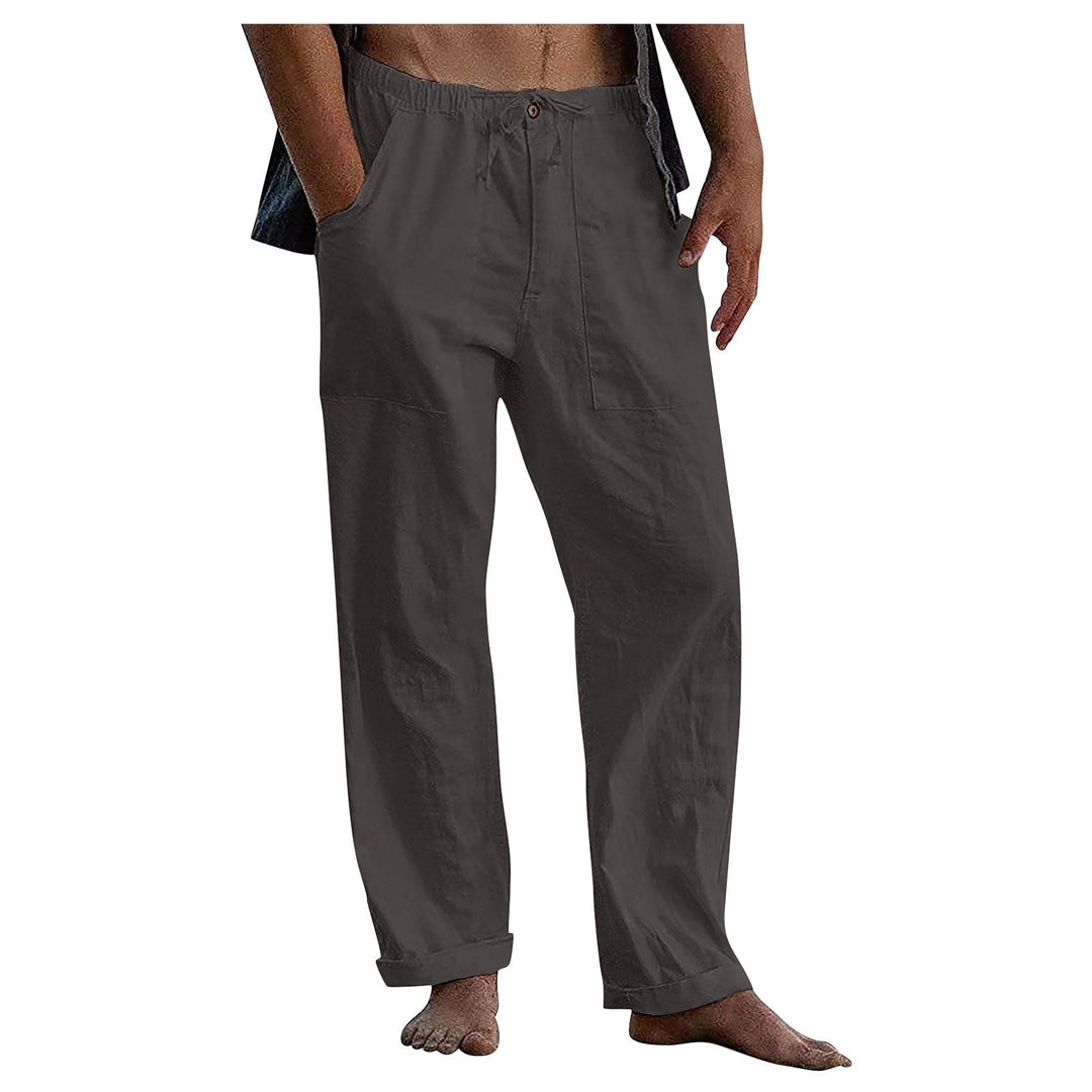 Herren Relaxed Fit Leinenhose mit elastischem Bund und praktischen Taschen Heidi-Mode