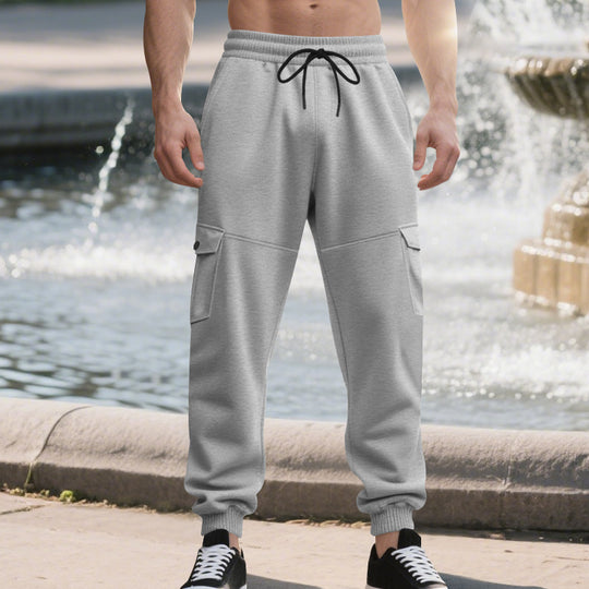 Herren Cargo-Jogginghose mit seitlichen Taschen und elastischem Bund Heidi-Mode