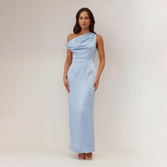 Damen Elegantes Maxikleid mit asymmetrischem Oberteil und figurbetontem Schnitt Heidi-Mode