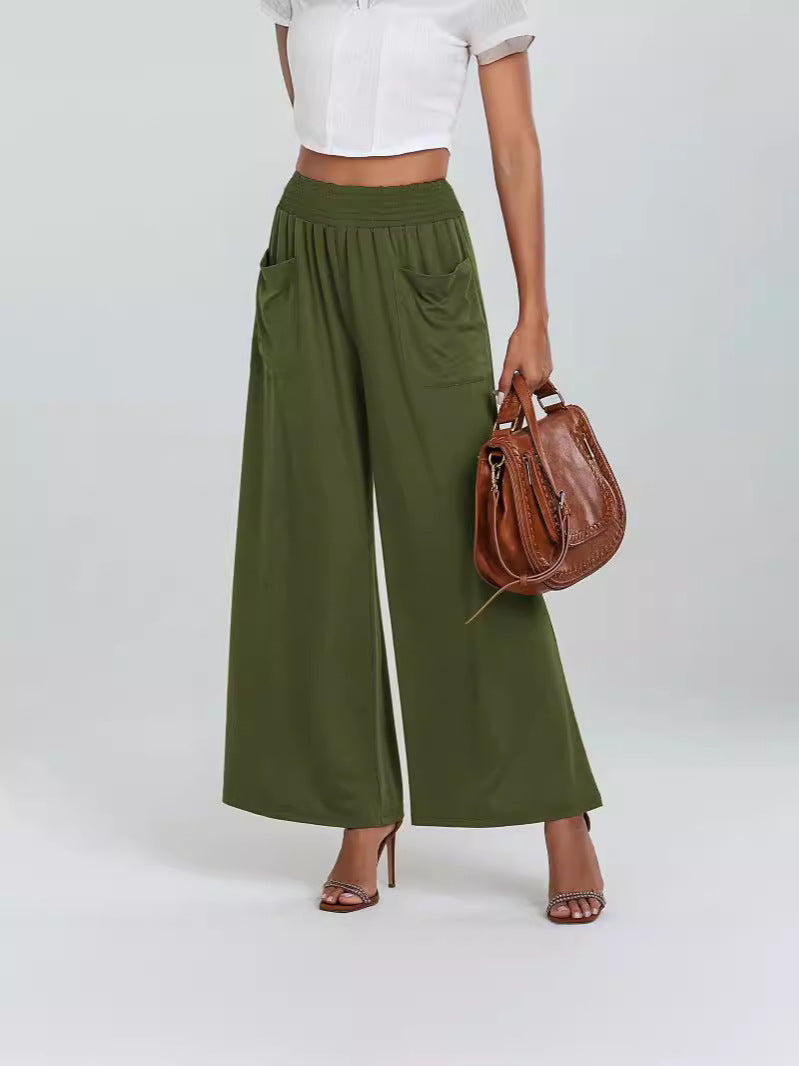 Damen Weite Hose mit elastischem Bund und Seitentaschen Heidi-Mode