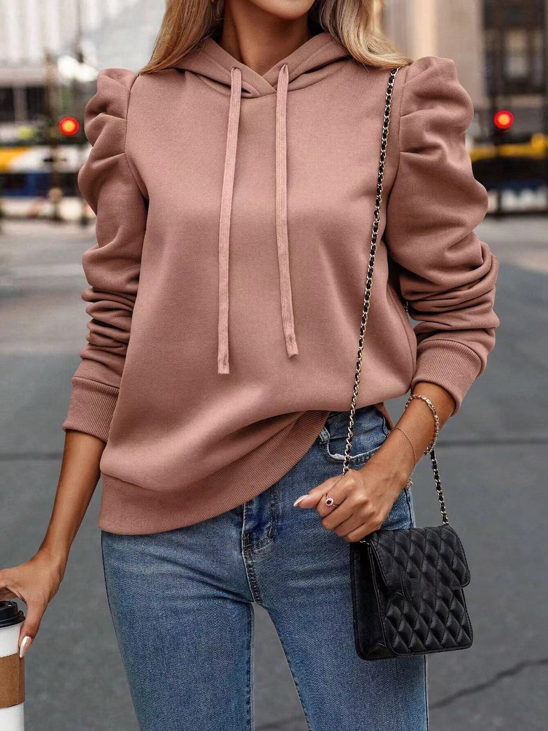 Damen modischer Kapuzenpullover mit voluminösen Ärmeln und lässigem Schnitt Heidi-Mode