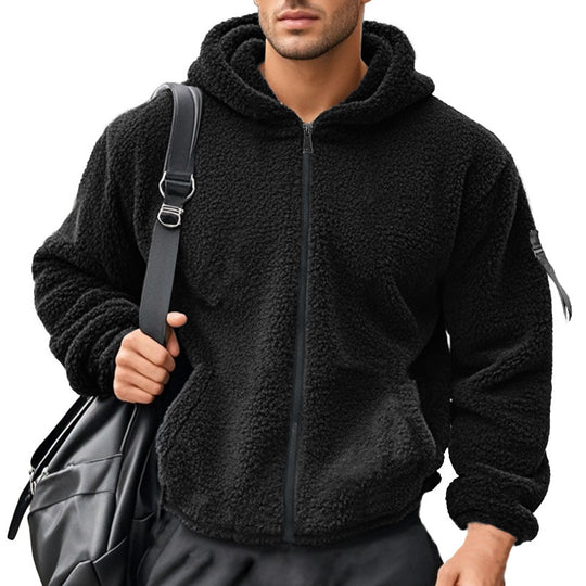 Herren Fleece-Hoodie mit kängurutasche und robustem Reißverschluss Heidi-Mode