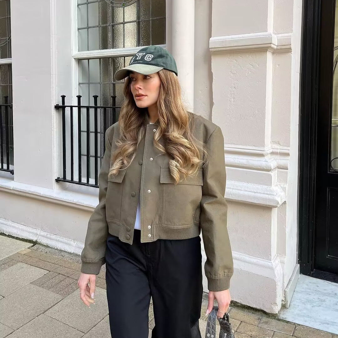 Damen modische Utility-Jacke mit praktischen Taschen und edlem Schnitt Heidi-Mode