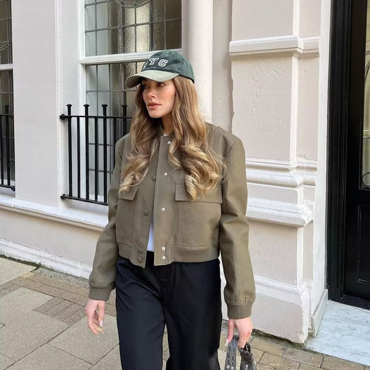 Damen modische Utility-Jacke mit praktischen Taschen und edlem Schnitt Heidi-Mode