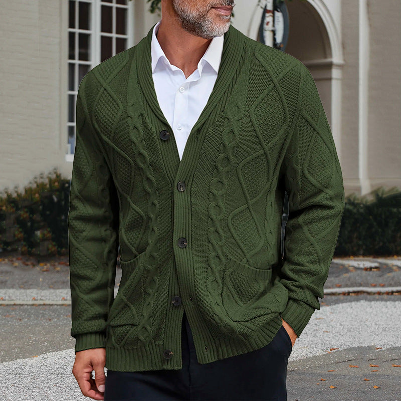 Herren modischer Strickcardigan mit strukturierter Oberfläche und praktischen Taschen Heidi-Mode