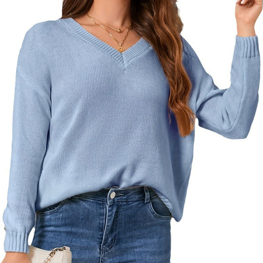 Damen lässiger V-Ausschnitt Pullover Heidi-Mode