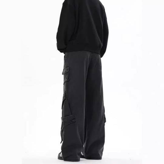 Damen Weite Cargo-Hose mit tiefem Schritt und praktischen Seitentaschen Heidi-Mode
