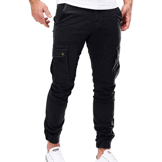 Herren Cargo-Hose mit elastischen Bündchen und multifunktionalen Taschen Heidi-Mode