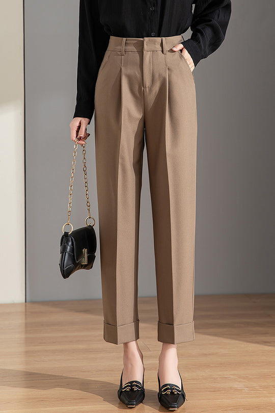 Damen elegante, taillierte Anzughose mit schmalen Biesen und klassischen Bügelfalten Heidi-Mode