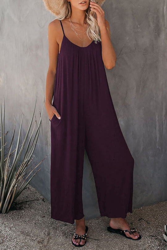 Damen Lässiger Sommer-Jumpsuit mit tiefem Ausschnitt und praktischen Taschen Heidi-Mode