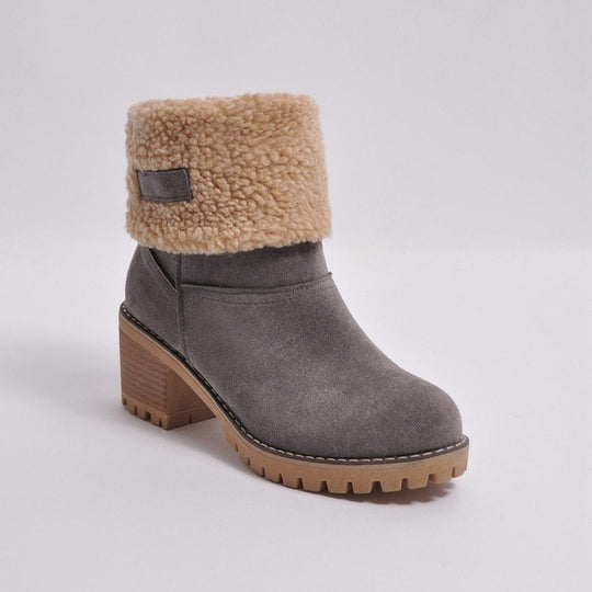 Damen Modische Stiefel mit warmem Futter und blockförmigem Absatz Heidi-Mode