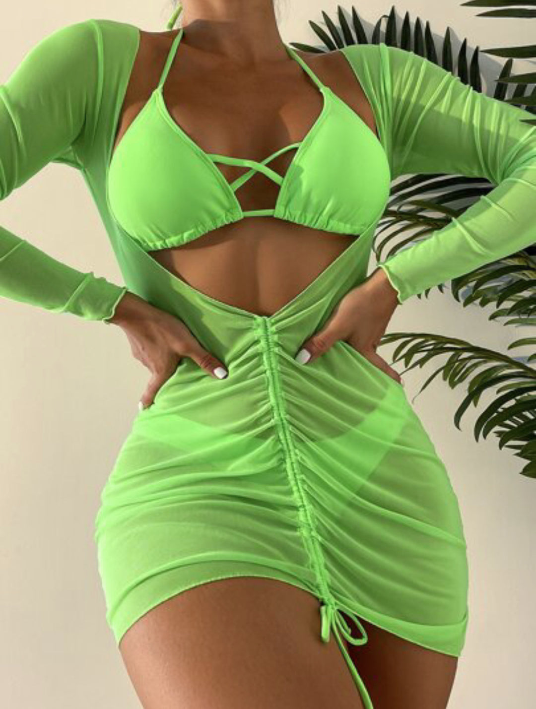 Heidi Mode | Bikini langer Gaze-Rock dreiteiliges Set