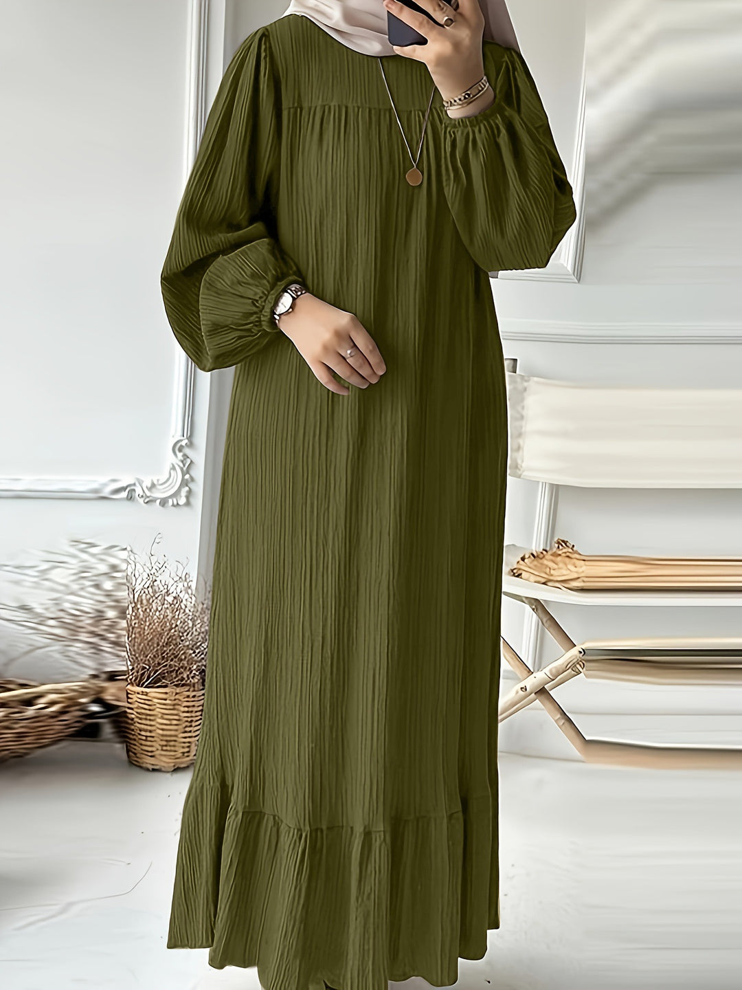 Damen Maxikleid mit waagerechtem Faltenwurf Heidi-Mode