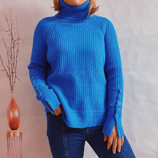 Damen Ribbed Rollkragenpullover mit elegantem Schnitt Heidi-Mode