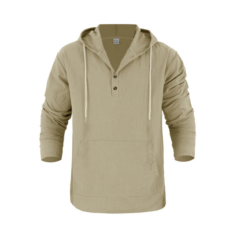 Herren Kapuzensweater mit Knopfleiste und praktischen Taschen Heidi-Mode