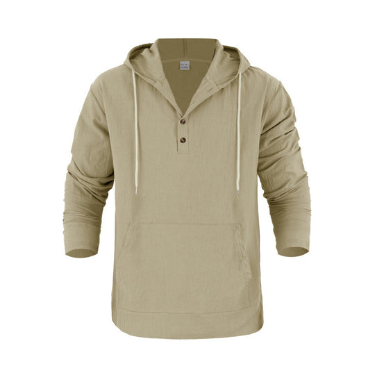 Herren Kapuzensweater mit Knopfleiste und praktischen Taschen Heidi-Mode