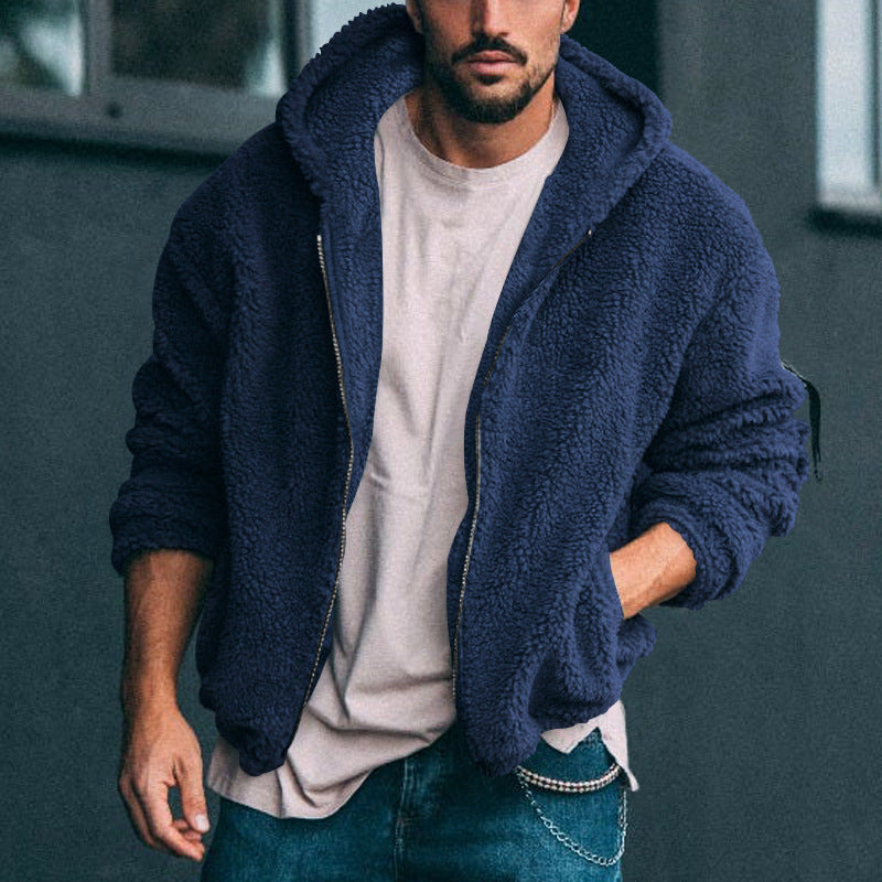 Herren weiche Fleece-Jacke mit hohem Kragen und praktischem Reißverschluss Heidi-Mode