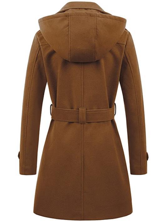 Damen eleganter Peacoat mit doppelter Knopfleiste und Taillengürtel Heidi-Mode