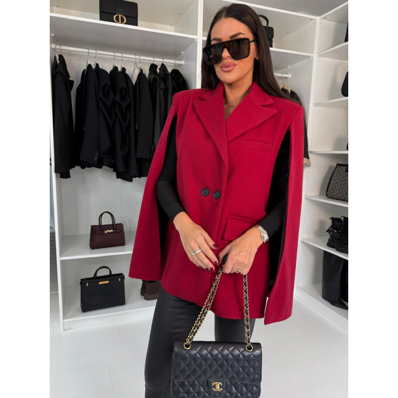 Damen zweireihiger Cape Blazer Heidi-Mode
