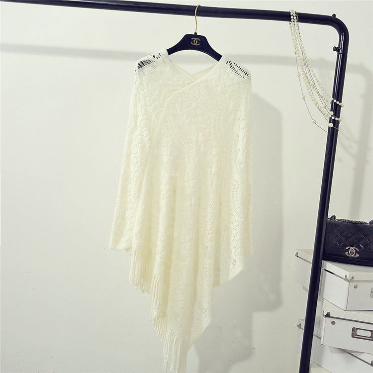 Damen eleganter Poncho mit dekorativem Häkelmuster Heidi-Mode