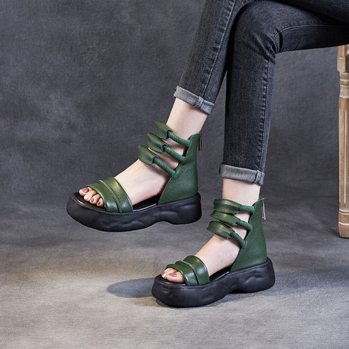 Femme Chunky Sohle Riemchensandalen mit einzigartigem elastischem Design Heidi-Mode