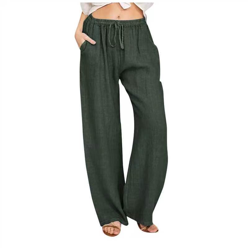 Damen Leichte Sommerhose mit elastischem Bund und weiten Beinen Heidi-Mode