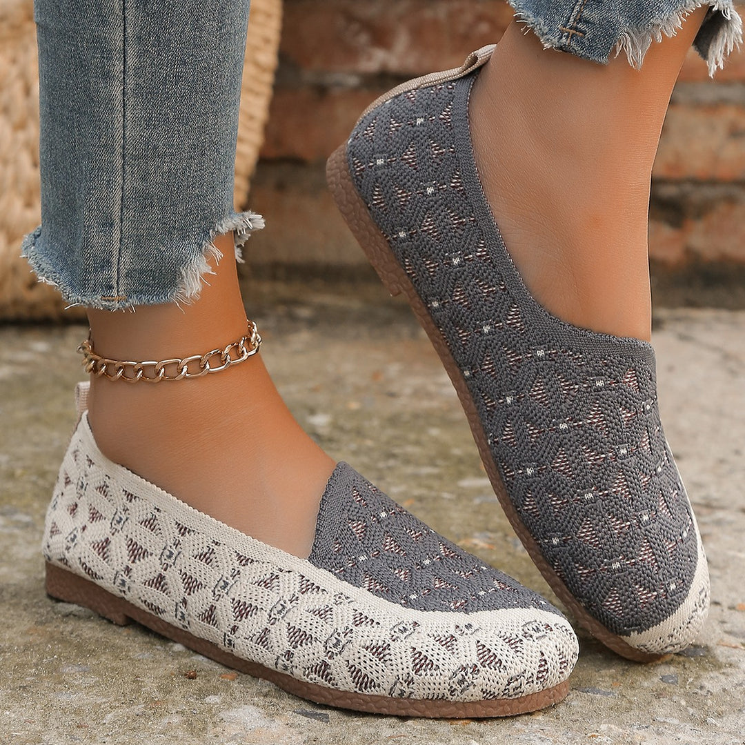 Damen Atmungsaktive Slip-On Schuhe mit modischem Strickdesign Heidi-Mode