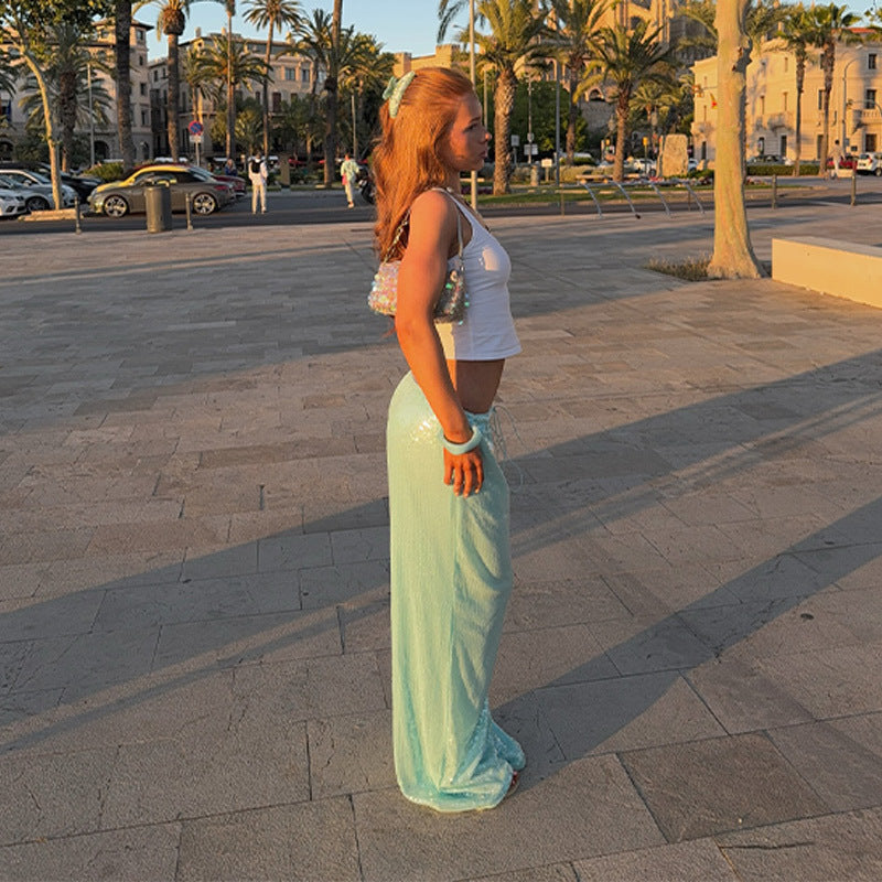 Damen Glitzernde Palazzo-Hose Heidi-Mode