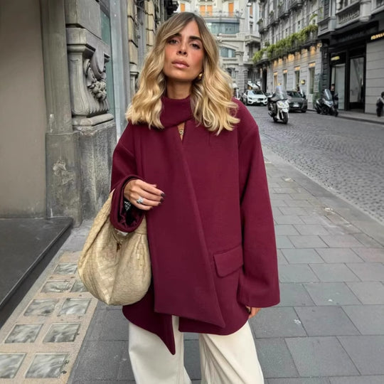 Damen elegante Blazerjacke mit schickem Schal Heidi-Mode