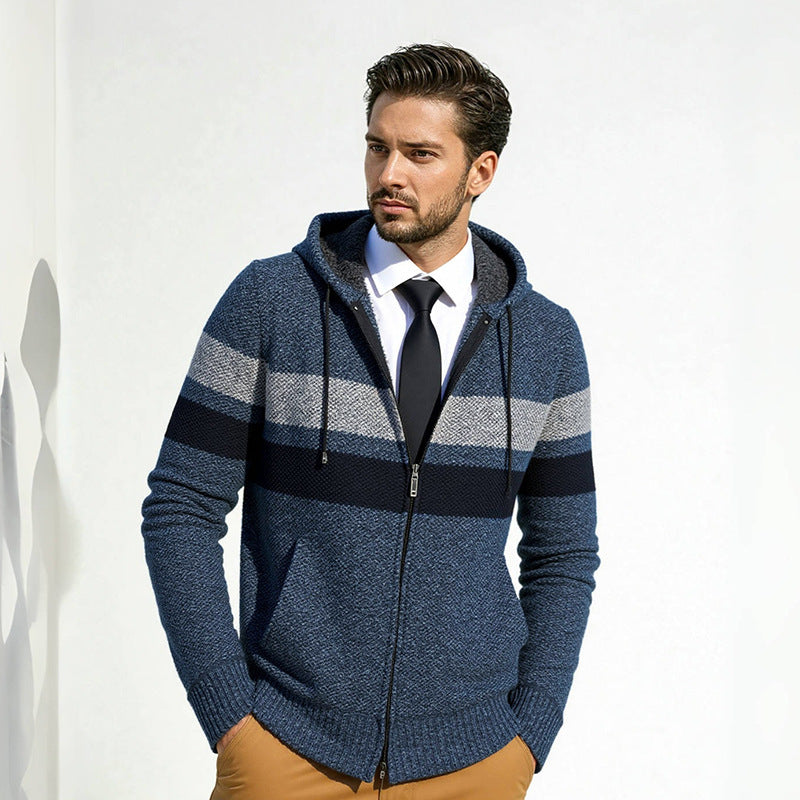 Herren Strickjacke mit modernem Kordelzug und stilvollem Muster Heidi-Mode