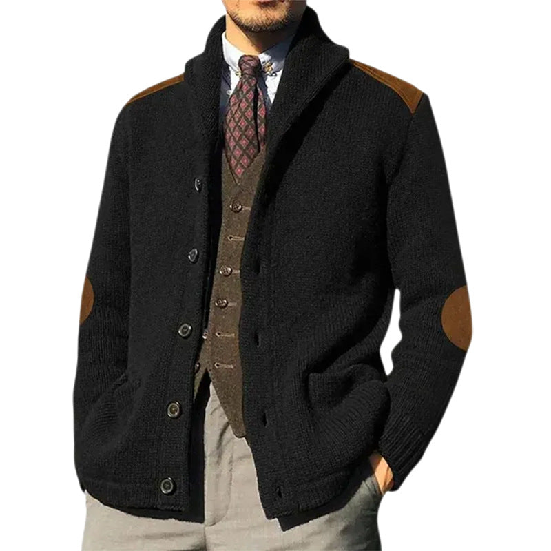 Herren kuscheliger Strickcardigan mit modernem Schalkragen und praktischen Knopfdetails Heidi-Mode