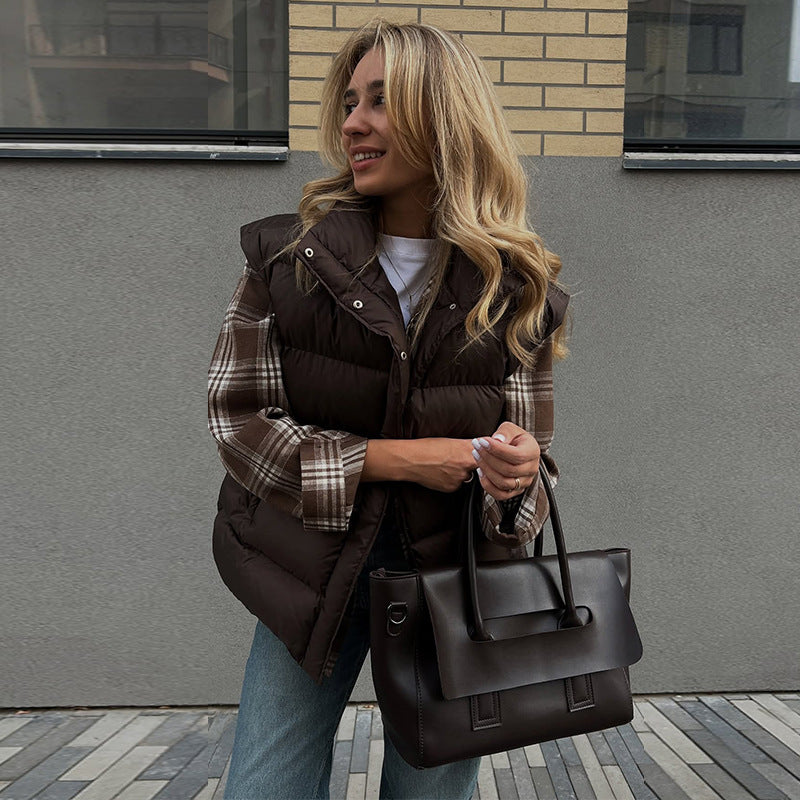 Damen gesteppte Weste mit gebürstetem Flanell-Hemd Heidi-Mode