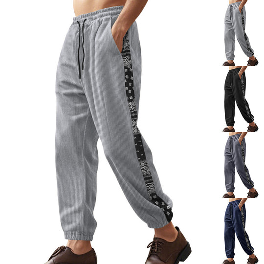 Herren Freizeit-Hose mit elastischem Bund und stylischem Bandana-Design Heidi-Mode